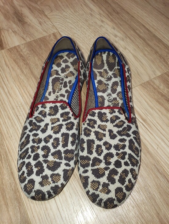 Rothy's Shoes - Rothys Mocha Spot Leopard Slip On Loafer Flat Red/blue Trim Likenew Condition 10